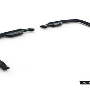 Two black curved automotive body trim pieces laid apart on a white background, with Maxton Design branding in the corner.