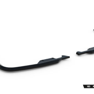 Three black curved automotive window deflectors laid out diagonally on a white background, Maxton Design branding visible at the bottom right.