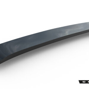 Curved metallic car spoiler piece photographed at an angle with Maxton Design branding in the lower right corner.