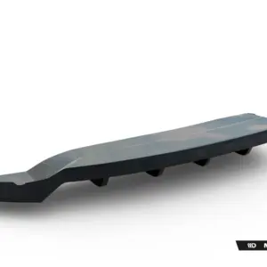 Futuristic snowboard with a sleek, angular shape shown diagonally on a white background; Maxton Design branding at the bottom right.