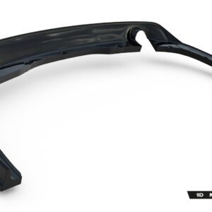 Glossy black curved automotive bumper lip piece with clips, shown on a white background; Maxton Design branding visible in the corner