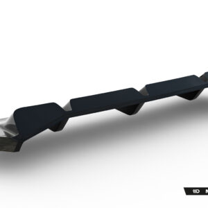 Dark, elongated automotive aero part with wing-like sections lying on a white surface; watermark reads Maxton Design.