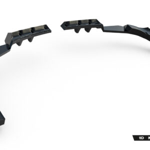 Abstract black car body parts arcing across a white background, with Maxton Design branding in the lower-right corner.