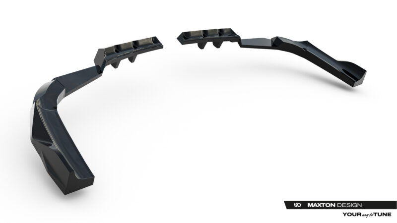 pol_po_Rear-Splitter-with-vertical-bars-BMW-X3-M50-G45-23898_3jpg - OPSHOLDERS Abstract black car body parts arcing across a white background, with Maxton Design branding in the lower-right corner.