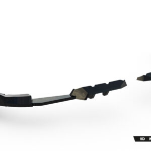 Abstract black geometric bar shapes forming a curved line across a white background, with a Maxton Design logo in the bottom-right corner.