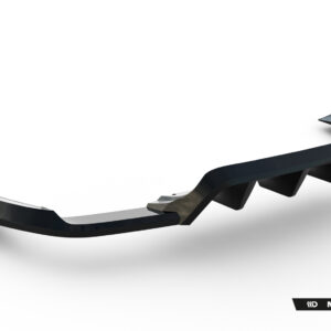 Curved black car bumper lip on a white background with Maxton Design branding and slogan 'Your way to tune'.