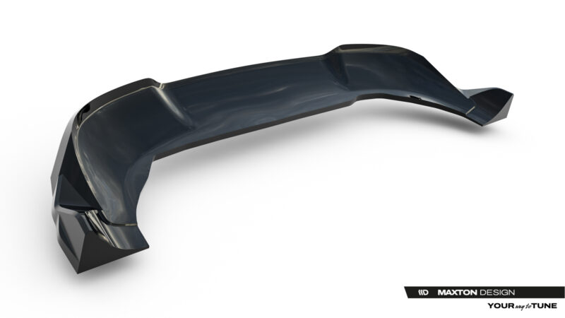 Dark, curved automotive aero part shown on a white background; branding reads Maxton Design in the corner.