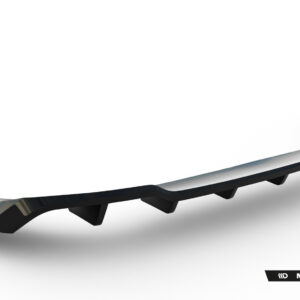 Long black curved car diffuser/spoiler against a white studio background, with Maxton Design branding visible in the bottom-right corner.