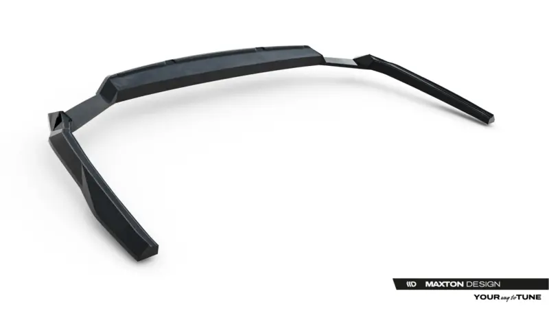 Black angular sunglasses frame on a white background, close-up view highlighting the jagged edges and glossy finish (Maxton Design branding visible).