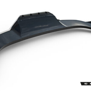 Glossy black curved car spoiler piece shown at an angle with Maxton Design branding in the corner.