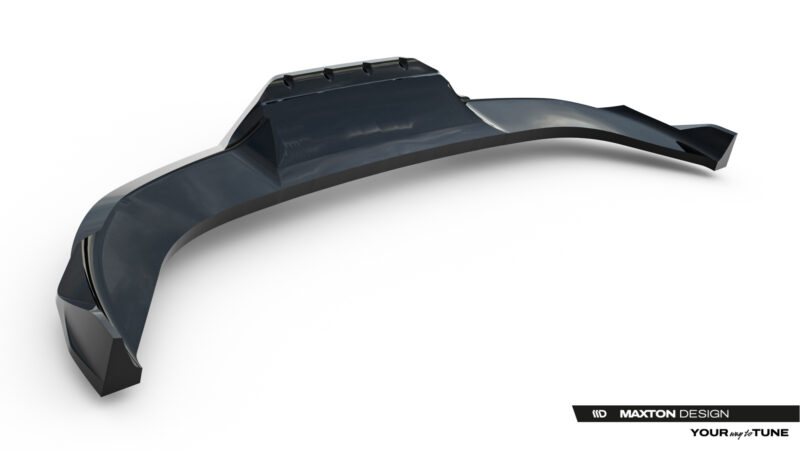 pol_po_Rear-Splitter-with-vertical-bars-V-3-Cupra-Terramar-Mk1-Version-with-towbar-23819_3jpg - OPSHOLDERS Glossy black curved car spoiler piece shown at an angle with Maxton Design branding in the corner.