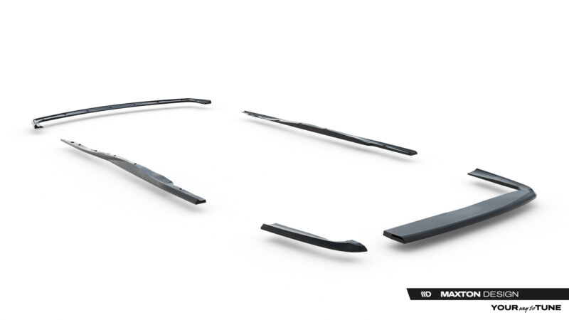 Disassembled windshield wiper blades spread out on a white background, with Maxton Design branding in the corner.
