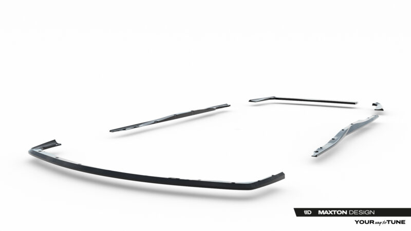 Disassembled car windshield wiper blades spread out on a white background, branded Maxton Design in the corner.