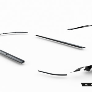 Assorted windshield wiper blades and components floating on a white background; Maxton Design logo in the corner.