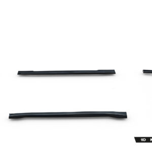 Set of black curved car trim pieces laid out on a white background, with a Maxton Design logo visible in the bottom right.
