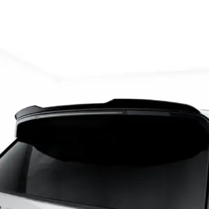 White SUV or pickup viewed from above, showing the rear window and curved roofline with RAM badge partially visible on the tailgate against a white studio background.