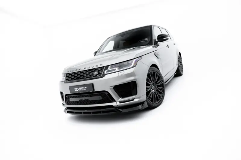 pol_po_Set-of-Splitters-Land-Rover-Range-Rover-Sport-Mk2-Facelift-23834_16webp - OPSHOLDERS White Range Rover SUV shown from a low, angled front-left perspective against a bright white studio backdrop.