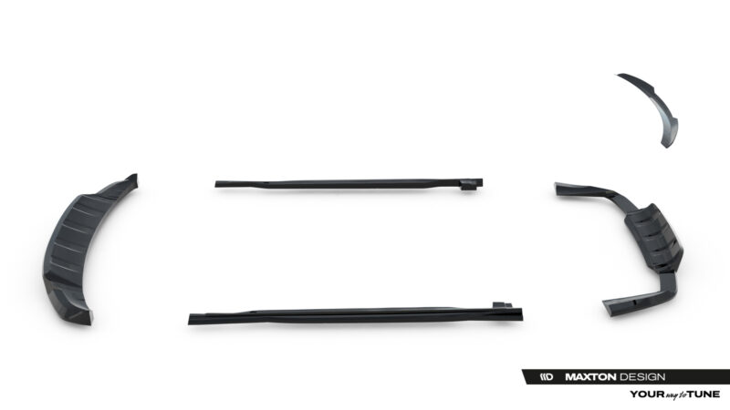 pol_po_Set-of-Splitters-Land-Rover-Range-Rover-Sport-Mk2-Facelift-23834_20jpg - OPSHOLDERS Disassembled black car body kit parts laid out on white background with Maxton Design logo in the corner