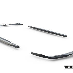 Set of four automotive roof rack crossbars in silver/black on a white background, Maxton Design branding visible in the corner.
