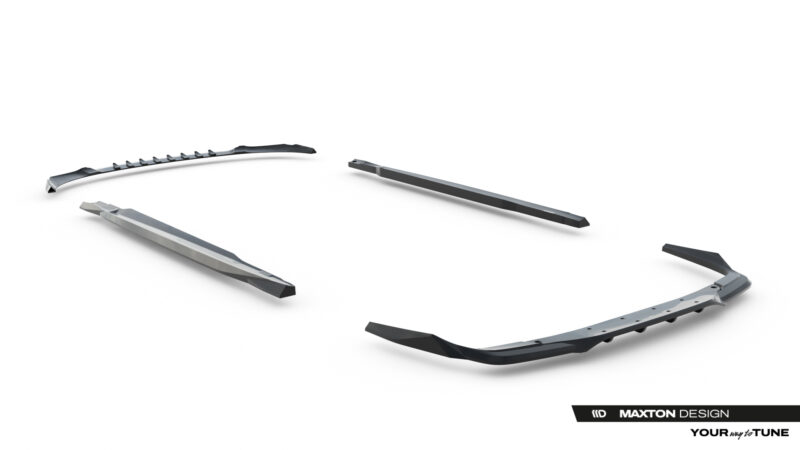 pol_po_Set-of-Splitters-Mercedes-AMG-C63-Sedan-Estate-W206-S206-23828_14jpg - OPSHOLDERS Set of four automotive roof rack crossbars in silver/black on a white background, Maxton Design branding visible in the corner.