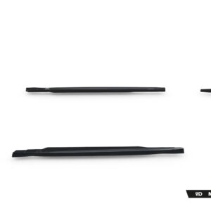 Set of black car aero parts arranged in a rough circle on a white background with Maxton Design branding in the corner.