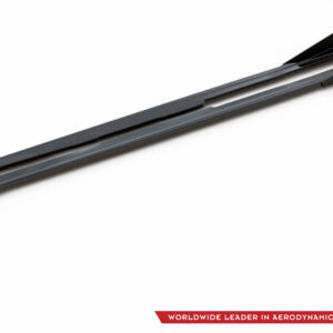 Pair of dark gray windshield wiper blades laid diagonally on a white background, with a small brand logo in the bottom-right corner.