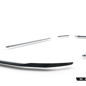 Chrome car body trim pieces floating on a white studio background with Maxton Design branding in the corner.