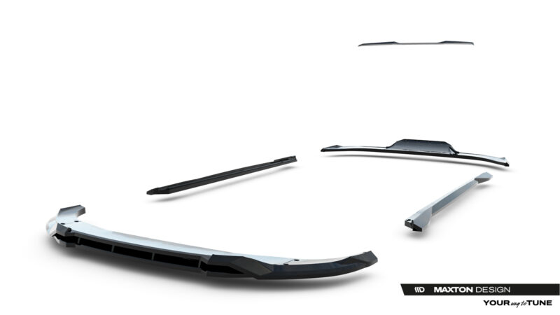 Disassembled car wiper blades spread across a white background with a Maxton Design watermark in the corner