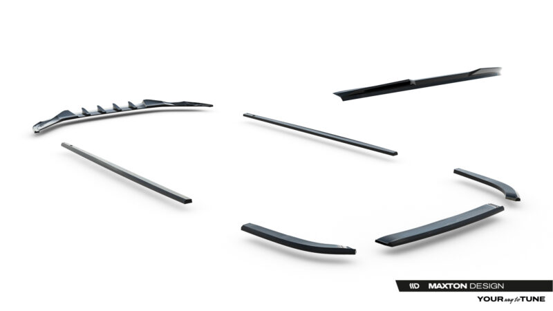 Group of windshield wiper blades floating in a white background, with Maxton Design branding visible in the corner.