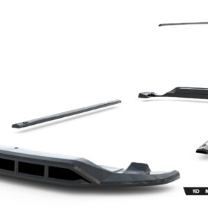 Set of car aero parts floating on a white background, with Maxton Design branding in the corner.