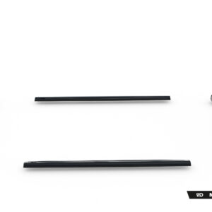 Set of black car window visors (wind deflectors) laid out on a white background with Maxton Design branding in the corner