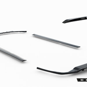 Collection of car windshield wiper blades floating on a white background; Maxton Design branding visible in the corner.