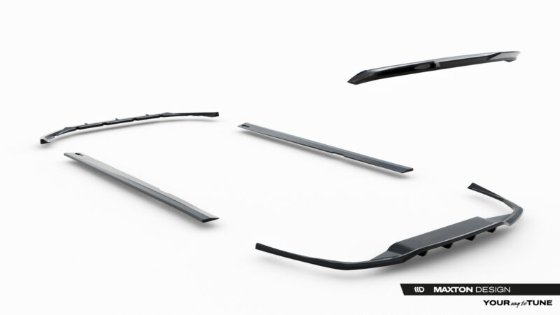 pol_po_Set-of-Splitters-Volvo-V60-R-Design-Mk3-23996_10jpg - OPSHOLDERS Collection of car windshield wiper blades floating on a white background; Maxton Design branding visible in the corner.