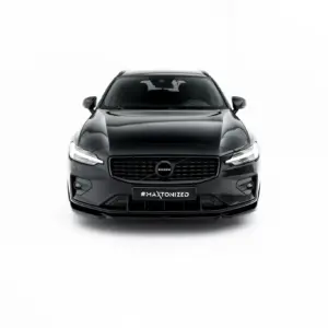 Front view of a black Volvo SUV against a white background, with #MAXTONIZED on the license plate.