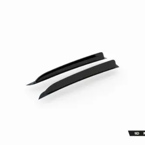 Pair of glossy black car side window visors (deflectors) shown on a white background, with Maxton Design branding nearby.