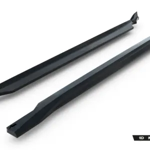 Two black roof crossbars with end caps, shown diagonally on a white background (Maxton Design product).