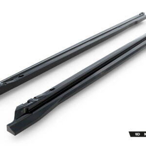 Pair of long, glossy automotive trim rails with mounting slots on a white background; features Maxton Design branding in the corner.