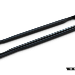 Pair of black automotive roof rails laid diagonally on a white background, with Maxton Design branding visible at the corner (product image).