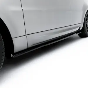 Close-up of a silver car's side panel and black alloy wheel on a white background.