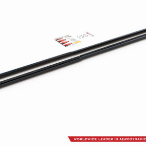 Pair of black windshield wiper blades laid diagonally on a white background, brand logo in the lower right corner.