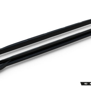 Two long, glossy black car body panels with angular ends placed diagonally on a white background; branding reads Maxton Design in the bottom corner.