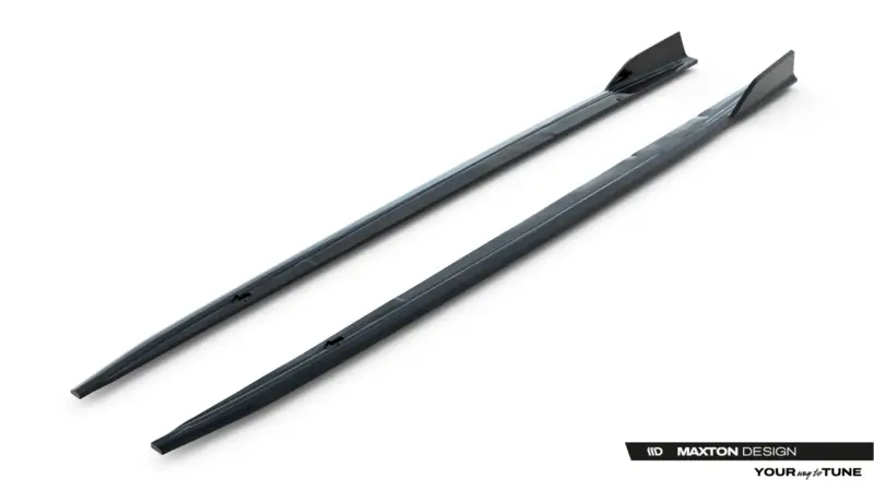 Pair of dark gray car roof crossbars on a white background with Maxton Design branding bottom right.