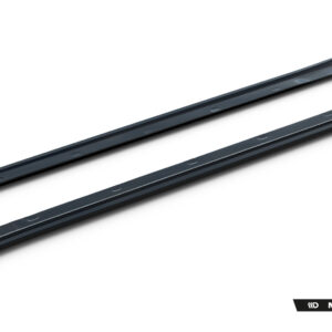 Pair of dark windshield wiper blades laid diagonally on a white background with Maxton Design branding in the bottom-right corner.
