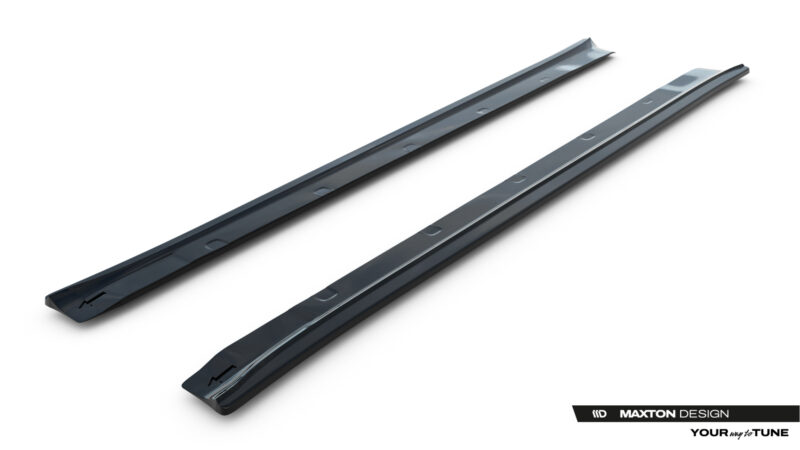 pol_po_Side-Skirts-Diffusers-V-1-Tesla-Model-S-Mk1-23946_5jpg - OPSHOLDERS Pair of black roof rack rails with mounting holes on a white backdrop.