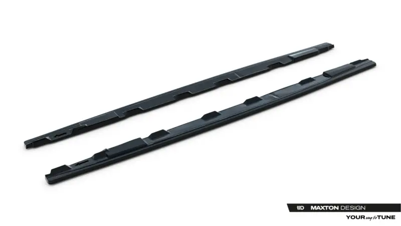 Two black windshield wiper blades laid diagonally across a white background, with Maxton Design branding visible in the corner.