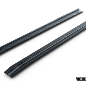 Two dark gray roof rail bars laid diagonally on a white background (ridge-style crossbars for a car roof).