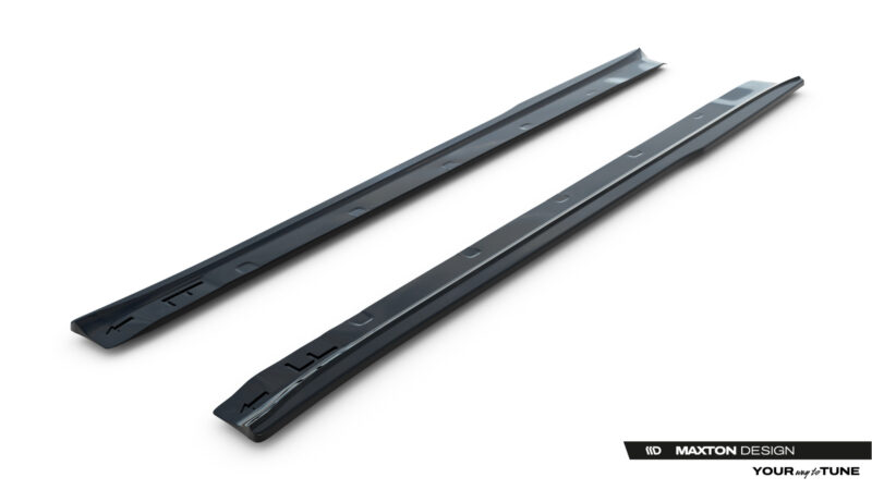 Two dark gray roof rail bars laid diagonally on a white background (ridge-style crossbars for a car roof).