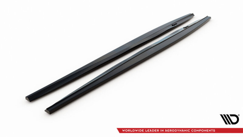 Advertising banner showing two black aerodynamic rods diagonally, with the company logo bottom right and a red slogan bar reading 'Worldwide Leader in Aerodynamic Components'