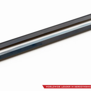 Pair of aerodynamic windshield wiper blades laid diagonally on a white background with a logo in the bottom-right corner