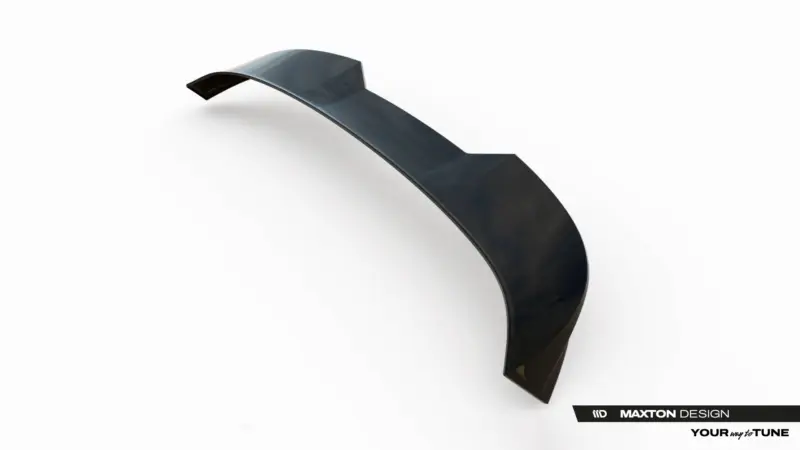 pol_po_Spoiler-Cap-3D-Porsche-Cayenne-SUV-Mk3-Facelift-23885_2webp - OPSHOLDERS Curved glossy black strip on a white background, part of a sleek product design with Maxton Design branding in the corner.
